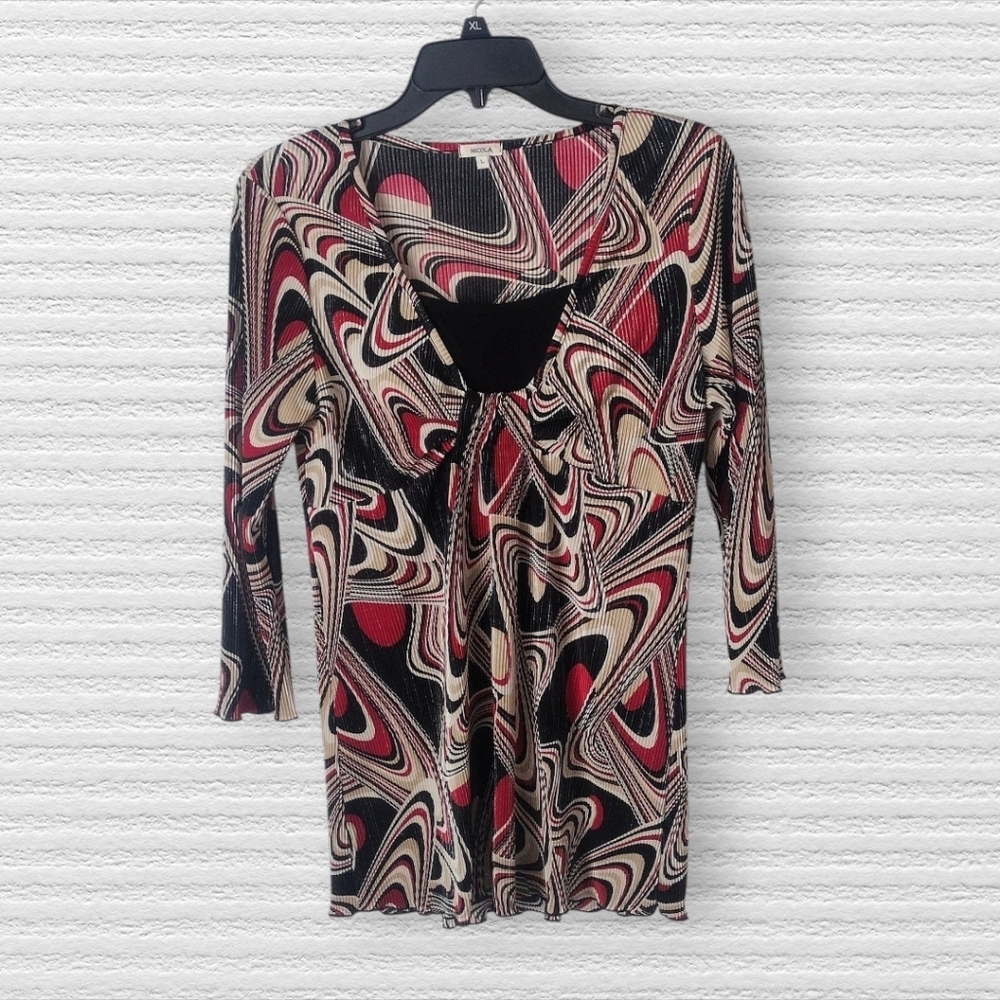 Nicola Women's Vintage Red Crinkle Twist Blouse Size Large